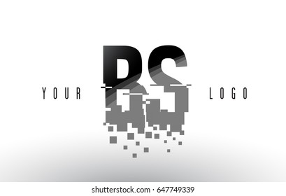 BS B S Pixel Letter Logo with Digital Shattered Black Squares. Creative Letters Vector Illustration.