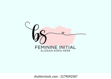 BS beauty monogram and elegant logo design handwriting logo of initial signature, wedding, fashion, floral and botanical with creative template.