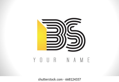BS Black Lines Letter Logo. Creative Line Letters Design Vector Template.