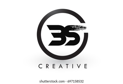 BS Brush Letter Logo Design with Black Circle. Creative Brushed Letters Icon Logo.