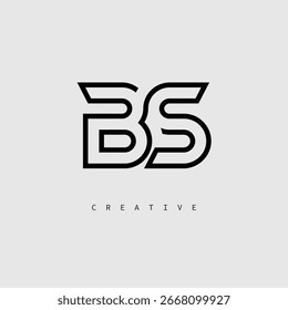 BS Creative Letter Logo – Minimal Line Monogram in Black Outline for Modern Branding Identity Design.