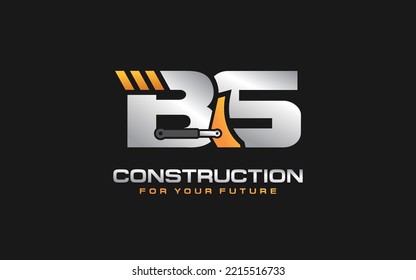 BS Dozer logo vector for construction company. Heavy equipment template vector illustration for your brand.