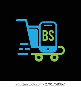 BS Fast Ecommerce Diseño de Logo Plantilla de Ilustración vectorial, BS Diseño de Logo