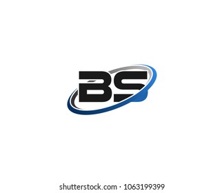BS initial company blue black swoosh logo