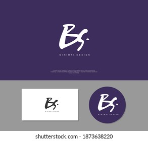 BS Initial handwriting or handwritten logo for identity. Logo with signature and hand drawn style.