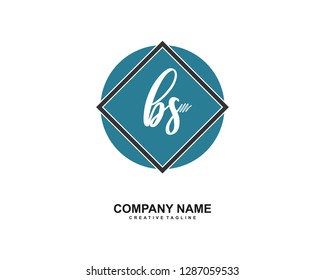 BS Initial Handwriting Logo Template Vector