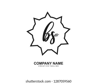 BS Initial Handwriting Logo Template Vector