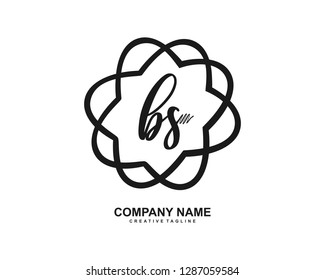 BS Initial Handwriting Logo Template Vector