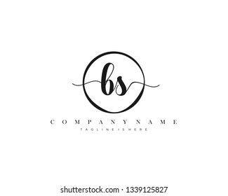 BS initial handwriting logo template vector
