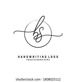 BS Initial handwriting logo template vector