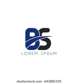 bs initial letter uppercase logo blue and black