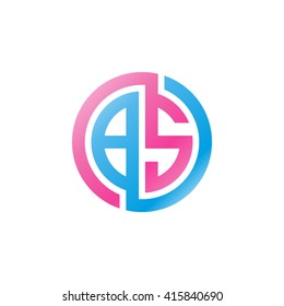 BS initial letters linked circle logo pink blue