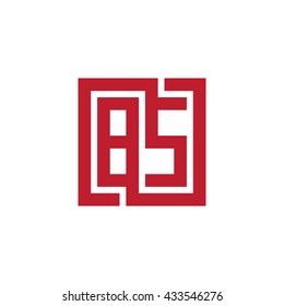 BS initial letters looping linked square logo red