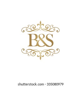 B&S Initial logo. Ornament ampersand monogram golden logo