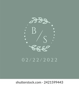 BS initial modern monogram wedding with creative circle line