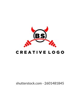 BS initial monogram for fitnes or gym logo with devil style design