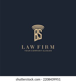 BS initial monogram lawfirm logo with pillar design