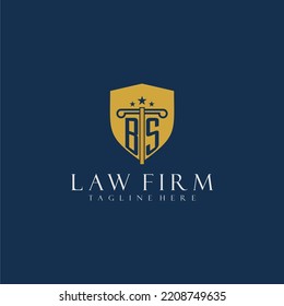 BS initial monogram lawfirm logo with pillar and shield design