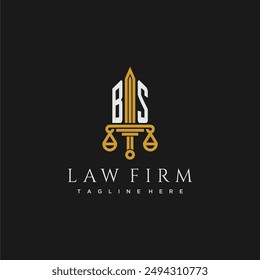 BS initial monogram for lawfirm logo with sword and scale