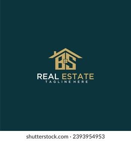BS initial monogram logo for real estate with home shape creative design