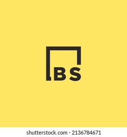 BS initial monogram logo with square style design