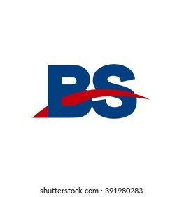 BS initial overlapping swoosh letter logo blue red