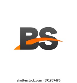 BS initial overlapping swoosh letter logo black orange