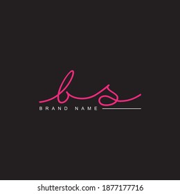 Logotipo de firma inicial BS - Logotipo de vector manuscrito