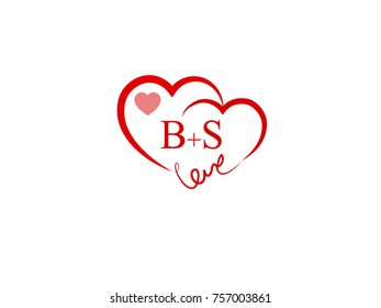 BS Initial wedding invitation, love logo template vector