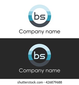 BS letter circle shape icon logo white blue