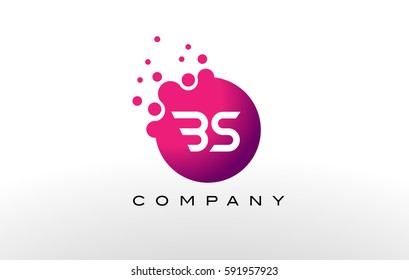 BS Letter Dots Logo Design with Creative Trendy Bubbles and Purple Magenta Colors.
