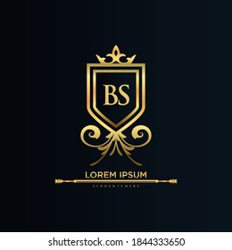 BS Letter Initial mit Royal Template.elegant mit Kronlogo, Creative Lettering Logo Vektor Illustration.