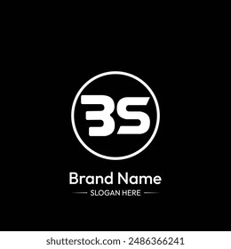 Diseño de logotipo de letra BS. Fondo negro.