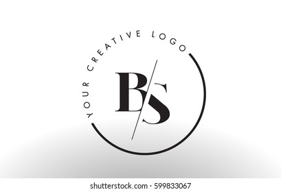 BS Letter Logo Design with Creative Intersected and Cutted Serif Font.