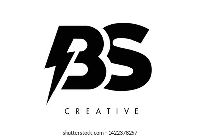 BS Letter Logo Design With Lighting Thunder Bolt. Electric Bolt Letter Logo Vector Illustration.