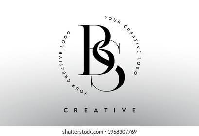 BS Letter Logo Design with Serif Typography Font and Elegant Modern Look in Black and White Colors Vector Illustration.