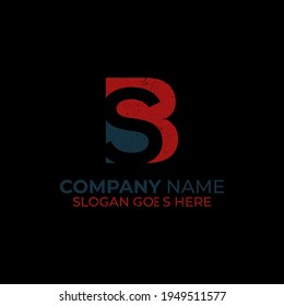 BS letter name logo designs with grunge style, SB letter name vintage logo design template
