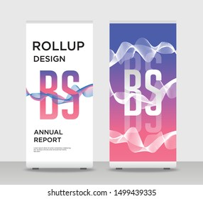 BS letters blue red Abstract Shapes Modern Exhibition Advertising Trend Business Roll Up Banner Stand Poster Brochure flat design template creative concept. Blue red Roll Up EPS. Presentation Cover