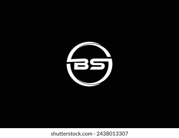Diseño de logotipo BS con vector de línea de marco circular 