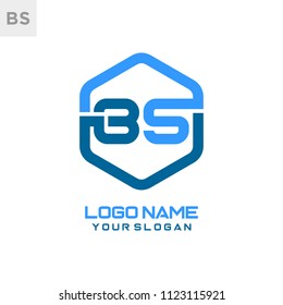 BS logo letter initial, Abstract polygonal Background Logo,