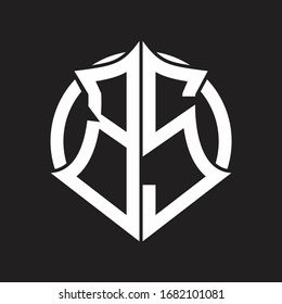 Monograma del logotipo BS con emblema y plantilla de diseño redondeado de círculo