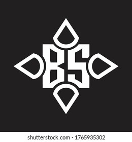 Monograma del logotipo BS con cuatro cono redondeado por la plantilla de diseño de la forma