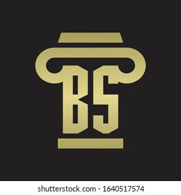 BS Logo monogram with pillar style design template with gold colors