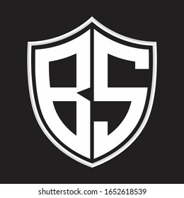 Monograma del logotipo BS con forma de escudo aislada en la plantilla de diseño de esquema