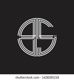BS Logo monogram triple ribbon style line design template isolated on black background