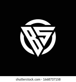 BS logo with triangle shape and circle rounded design template isolated on black background