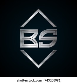 BS Monogram, Metal Logo, Silver Logo