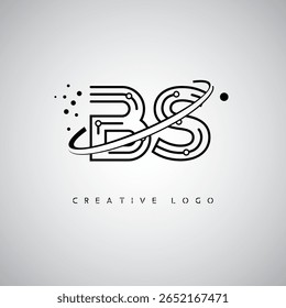 BS Orbit Monogram Logo – Futuristic Minimal Letter mark with Circular Line Art, Tech-Inspired Dots and Space Motion Concept for Modern Branding Identity