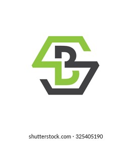 Logotipo inicial BS SB, logotipo en forma de hexágono S verde