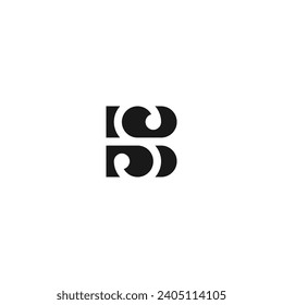 logotipo de monograma BS o SB con estilo moderno y bonito - blanco y negro.